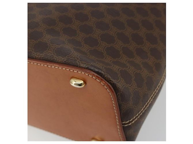 Céline CELINE Macadam Canvas Shoulder Bag PVC Leather Brown Gold - vista 12