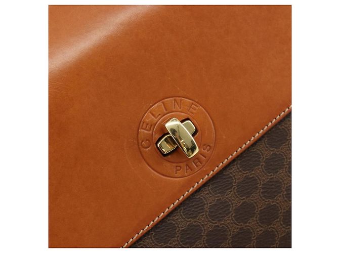 Céline CELINE Macadam Canvas Shoulder Bag PVC Leather Brown Gold - vista 14
