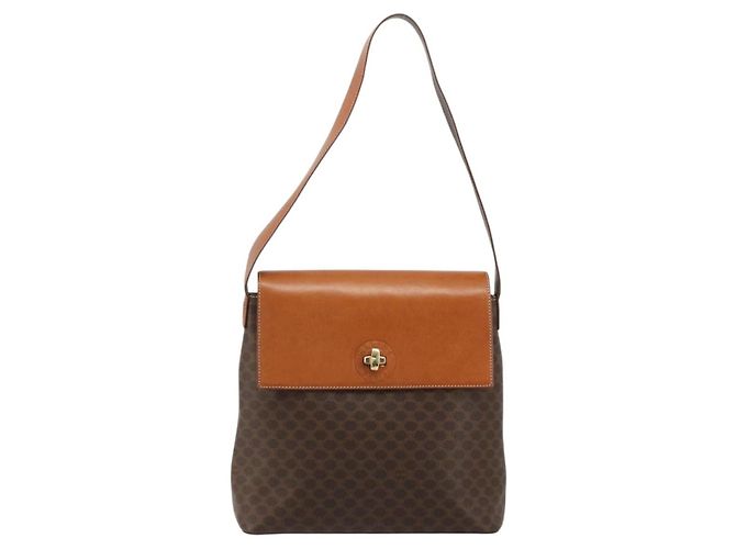 Céline CELINE Macadam Canvas Shoulder Bag PVC Leather Brown Gold - vista 2