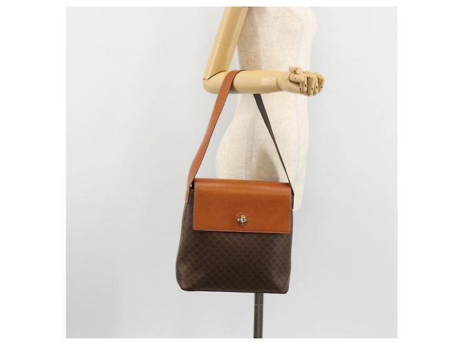 Céline CELINE Macadam Canvas Shoulder Bag PVC Leather Brown Gold - vista 23
