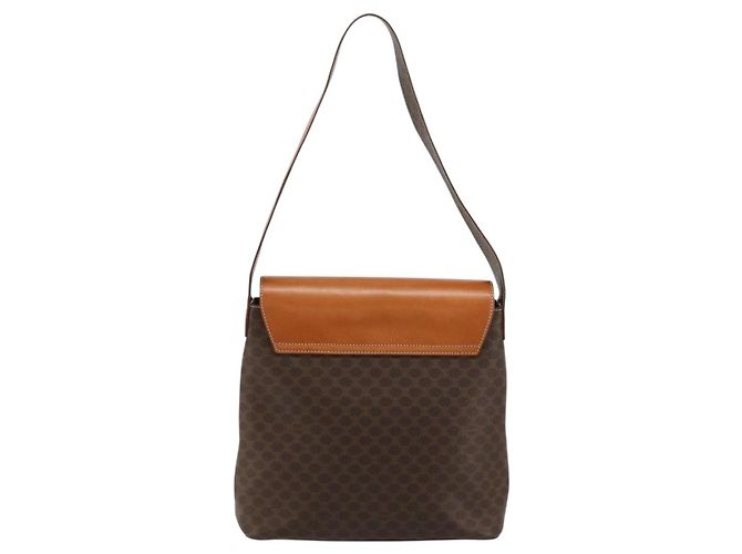 Céline CELINE Macadam Canvas Shoulder Bag PVC Leather Brown Gold - vista 3