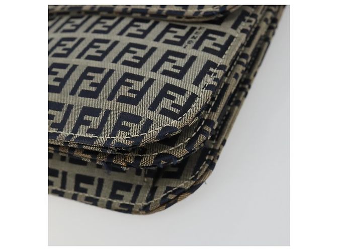 FENDI Zucchino Canvas Shoulder Bag Navy Silver - vista 10