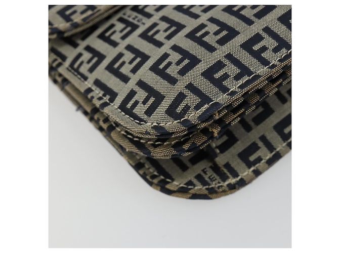 FENDI Zucchino Canvas Shoulder Bag Navy Silver - vista 11