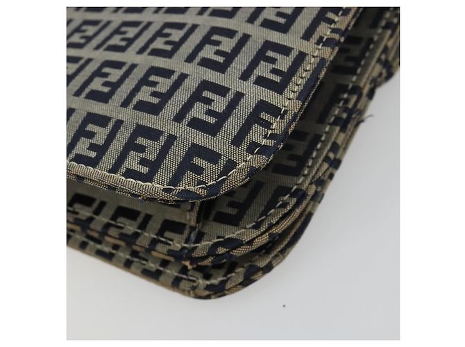 FENDI Zucchino Canvas Shoulder Bag Navy Silver - vista 12