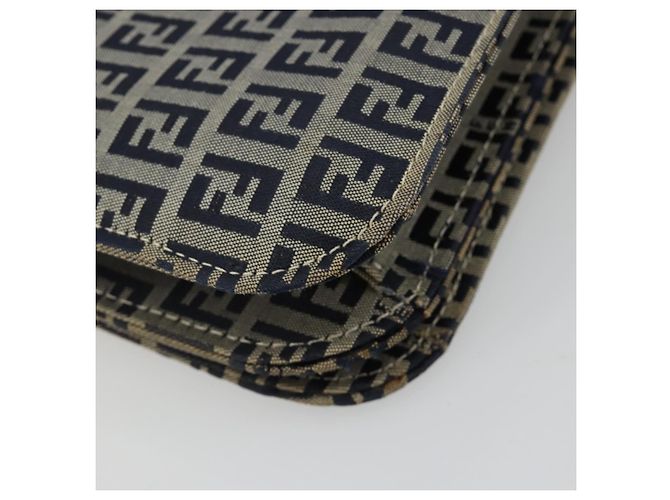 FENDI Zucchino Canvas Shoulder Bag Navy Silver - vista 13