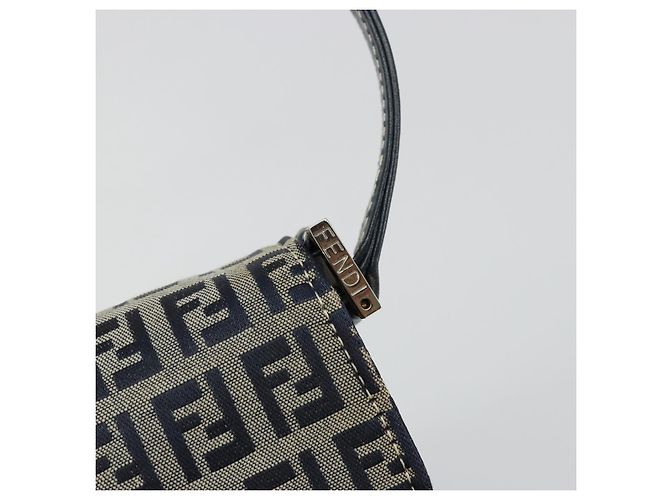 FENDI Zucchino Canvas Shoulder Bag Navy Silver - vista 14