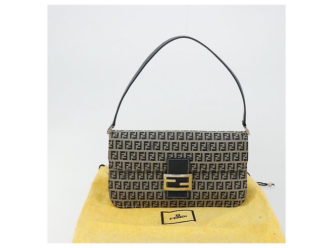 FENDI Zucchino Canvas Shoulder Bag Navy Silver - vista 28