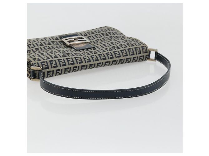 FENDI Zucchino Canvas Shoulder Bag Navy Silver - vista 7