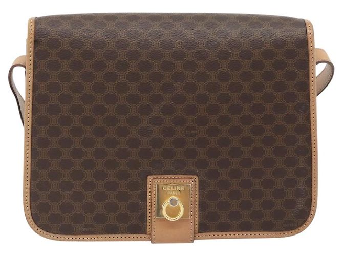 Céline CELINE Macadam Canvas Shoulder Bag PVC Leather Brown Gold - vista 2