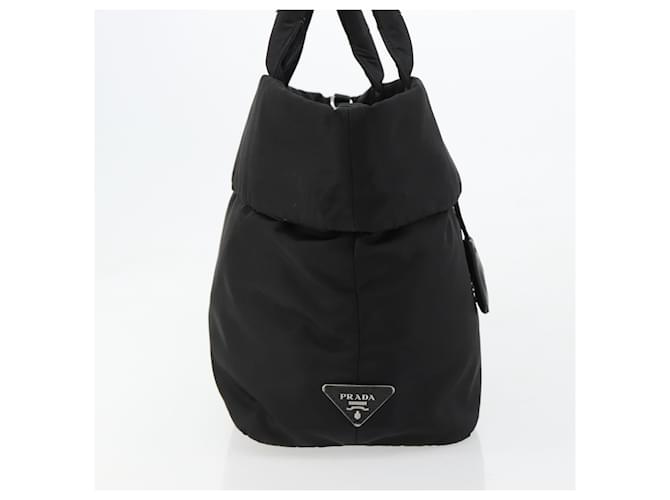 PRADA Reversible Hand Bag Nylon Black Silver - vista 5