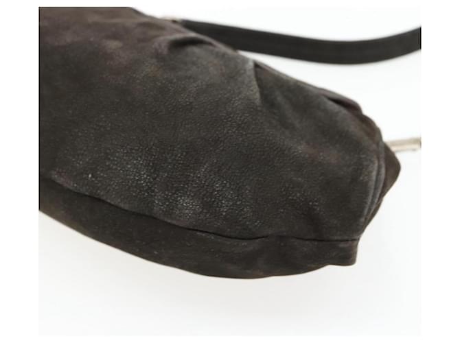 PRADA Shoulder Bag Leather Dark Brown Silver - vista 12