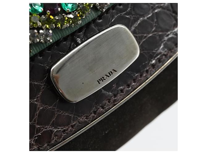 PRADA Shoulder Bag Leather Dark Brown Silver - vista 15