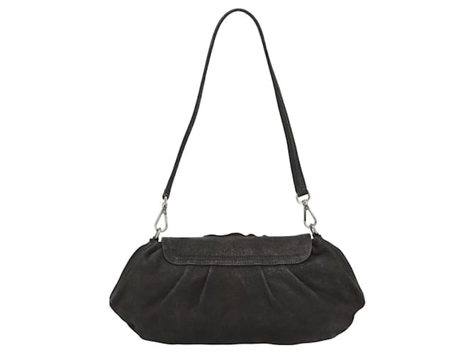 PRADA Shoulder Bag Leather Dark Brown Silver - vista 3