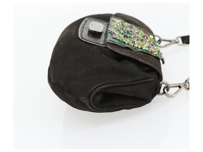 PRADA Shoulder Bag Leather Dark Brown Silver - vista 5