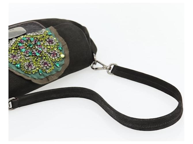 PRADA Shoulder Bag Leather Dark Brown Silver - vista 7