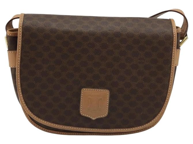 Céline CELINE Macadam Canvas Shoulder Bag PVC Leather Brown Gold - vista 2