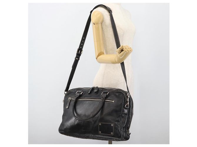 GUCCI Shoulder Bag Leather 2way Black Silver - vista 27