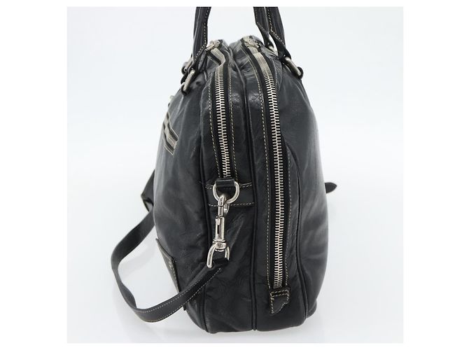 GUCCI Shoulder Bag Leather 2way Black Silver - vista 5
