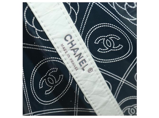 CHANEL Camelia Chain Shoulder Bag Vinyl Blue Silver CC - vista 21