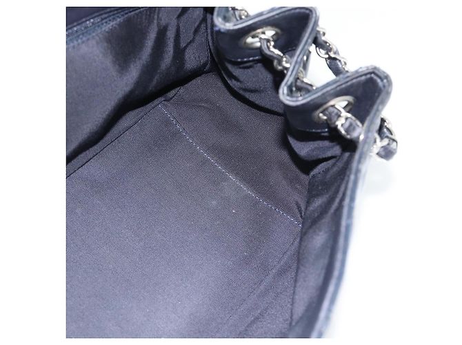 CHANEL Matelasse Chain Purse Bag Patent Leather Navy Silver CC - vista 16
