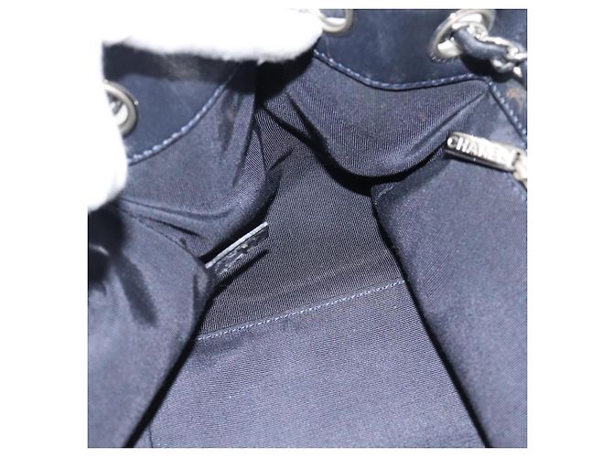 CHANEL Matelasse Chain Purse Bag Patent Leather Navy Silver CC - vista 17