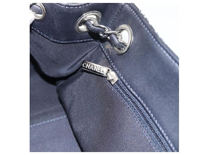 CHANEL Matelasse Chain Purse Bag Patent Leather Navy Silver CC - vista 18