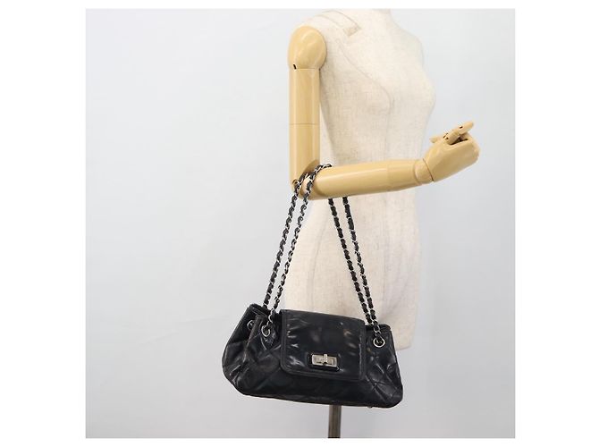 CHANEL Matelasse Chain Purse Bag Patent Leather Navy Silver CC - vista 20
