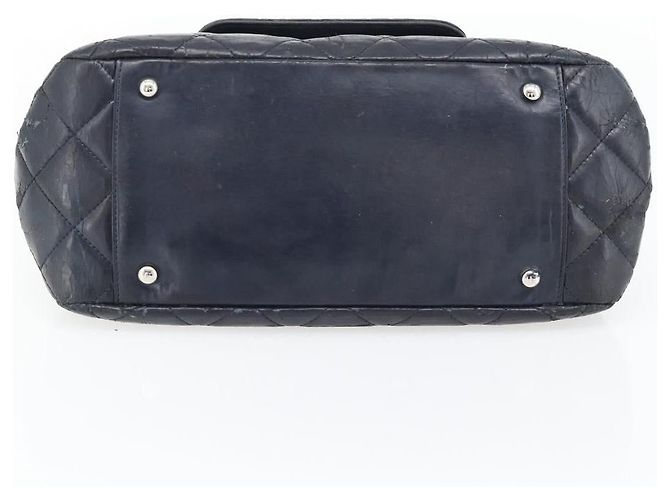 CHANEL Matelasse Chain Purse Bag Patent Leather Navy Silver CC - vista 9