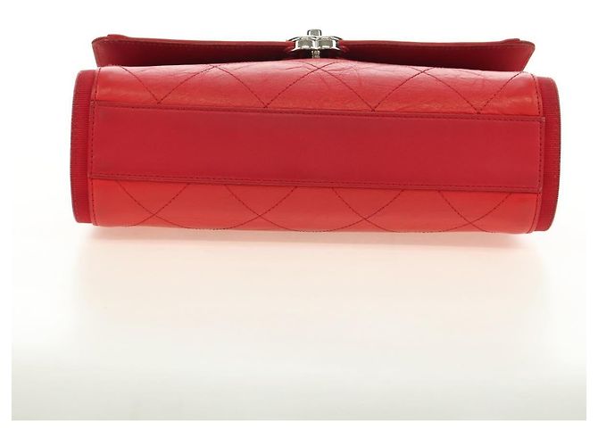 CHANEL Chain Shoulder Bag Calf Skin Red Silver CC - vista 10
