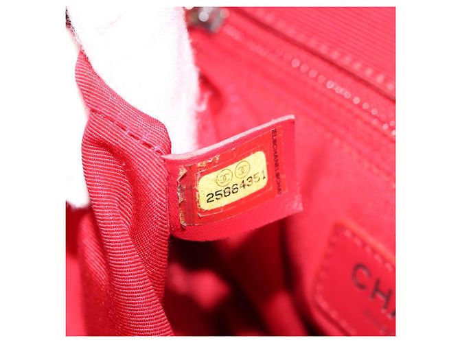 CHANEL Chain Shoulder Bag Calf Skin Red Silver CC - vista 24