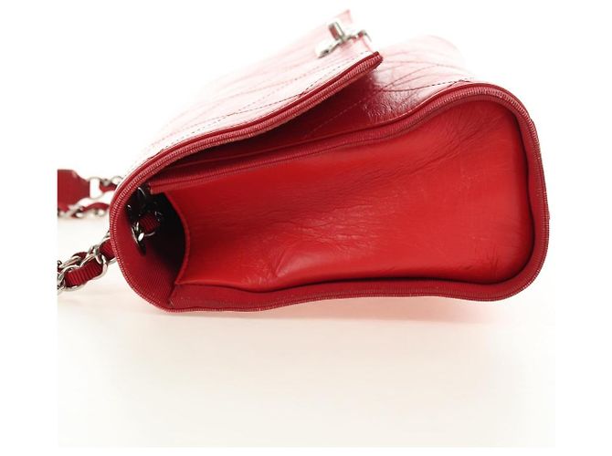 CHANEL Chain Shoulder Bag Calf Skin Red Silver CC - vista 4
