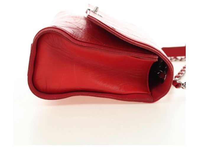 CHANEL Chain Shoulder Bag Calf Skin Red Silver CC - vista 5