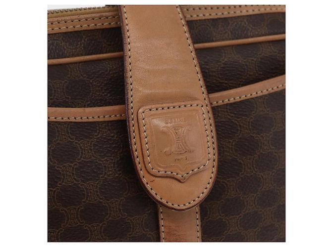 Céline CELINE Macadam Canvas Shoulder Bag PVC Leather Brown Gold - vista 15