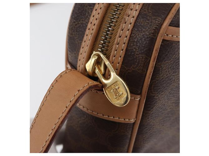 Céline CELINE Macadam Canvas Shoulder Bag PVC Leather Brown Gold - vista 16