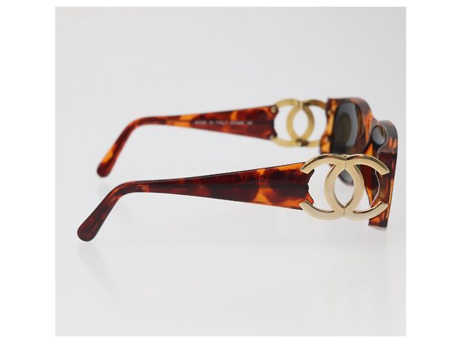 CHANEL COCO Mark Sunglasses Plastic Brown Gold CC - vista 5