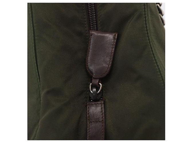 PRADA Chain Tote Bag Nylon Khaki Silver - vista 10