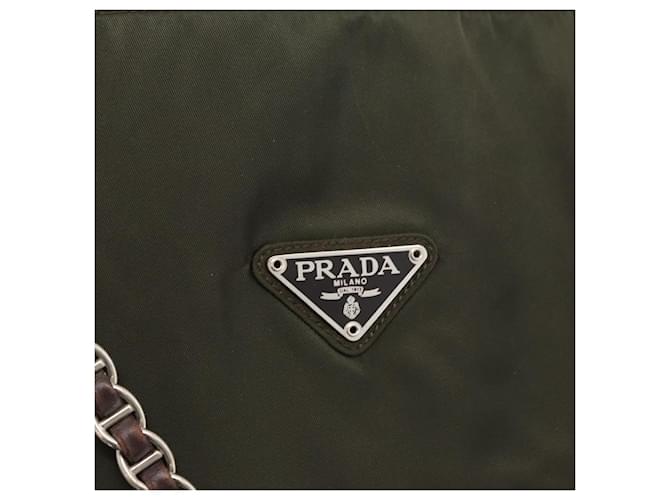 PRADA Chain Tote Bag Nylon Khaki Silver - vista 17