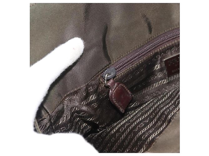PRADA Chain Tote Bag Nylon Khaki Silver - vista 24