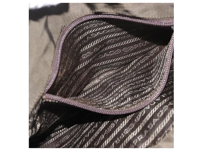 PRADA Chain Tote Bag Nylon Khaki Silver - vista 25