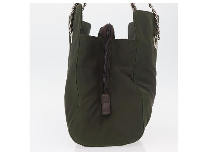 PRADA Chain Tote Bag Nylon Khaki Silver - vista 3
