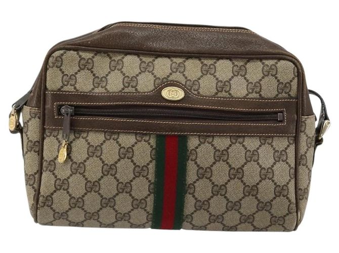 GUCCI GG Supreme Web Sherry Line Shoulder Bag PVC Beige Gold - vista 13