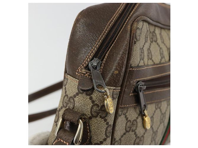 GUCCI GG Supreme Web Sherry Line Shoulder Bag PVC Beige Gold - vista 18