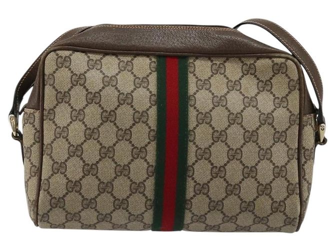 GUCCI GG Supreme Web Sherry Line Shoulder Bag PVC Beige Gold - vista 2
