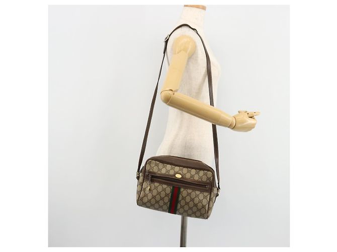 GUCCI GG Supreme Web Sherry Line Shoulder Bag PVC Beige Gold - vista 23