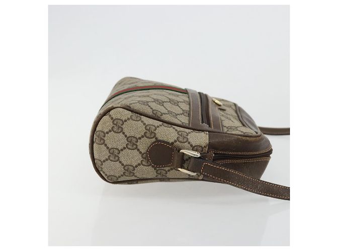 GUCCI GG Supreme Web Sherry Line Shoulder Bag PVC Beige Gold - vista 3