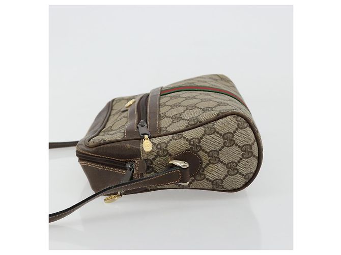 GUCCI GG Supreme Web Sherry Line Shoulder Bag PVC Beige Gold - vista 4