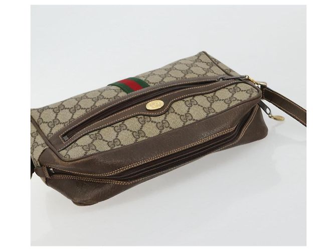 GUCCI GG Supreme Web Sherry Line Shoulder Bag PVC Beige Gold - vista 6