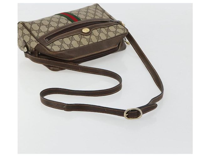GUCCI GG Supreme Web Sherry Line Shoulder Bag PVC Beige Gold - vista 7