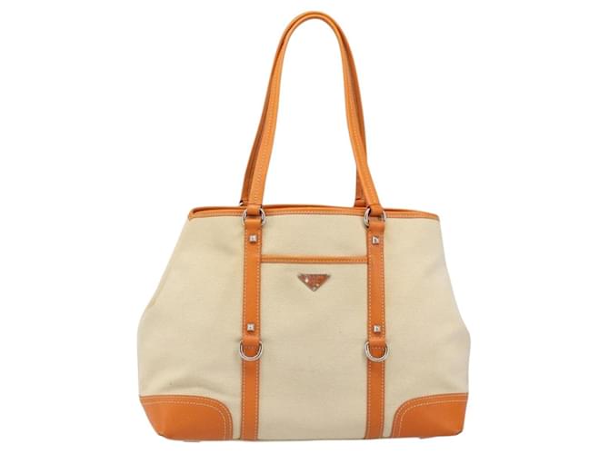 PRADA Tote Bag Canvas Beige Silver - vista 13