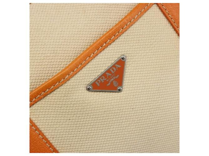 PRADA Tote Bag Canvas Beige Silver - vista 18